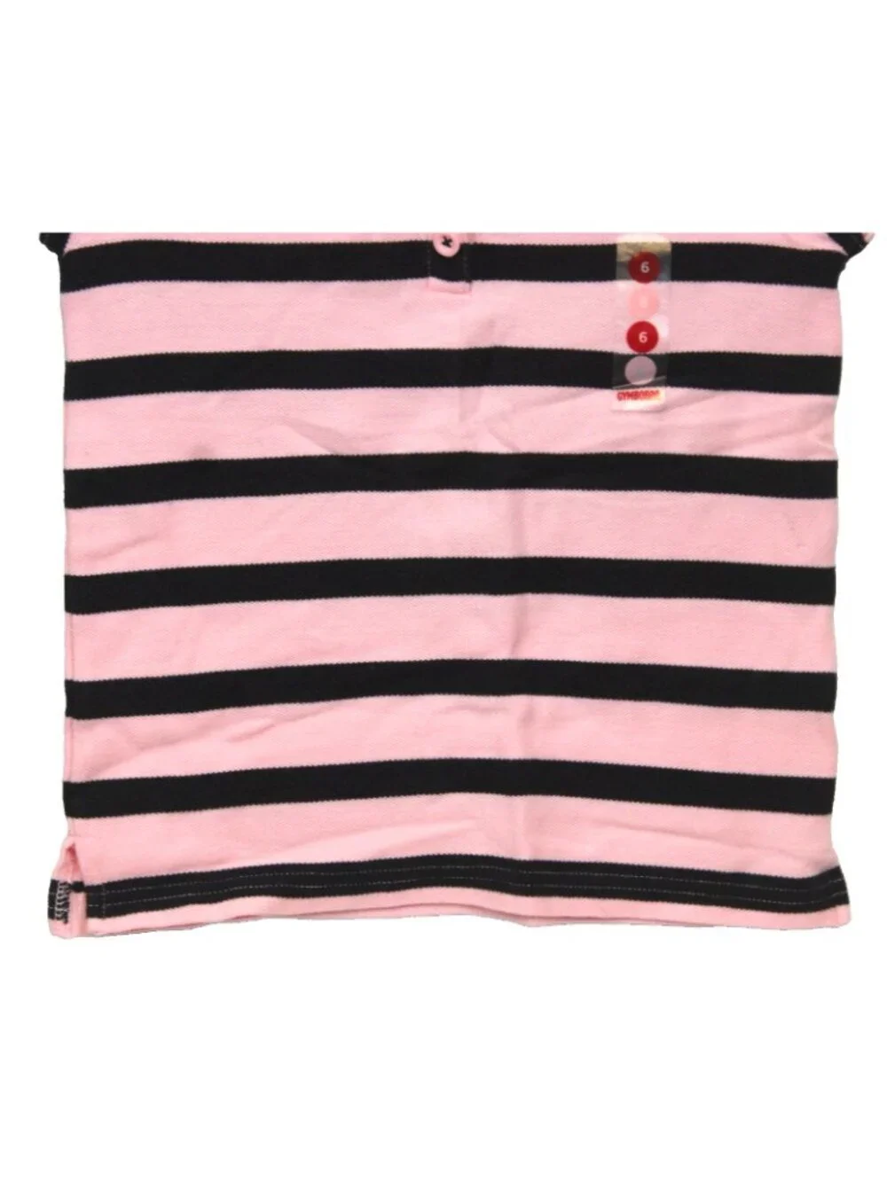 2008 Gymboree Prep School Polo Shirt Sz  6 Pink Navy Stripes Apple Short Sleeve